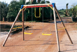 COLUMPIOS DE MADERA DOBLE ASIENTO INFANTIL, ASIENTOS ENGANCHADOS CON CADENAS, LL_1900